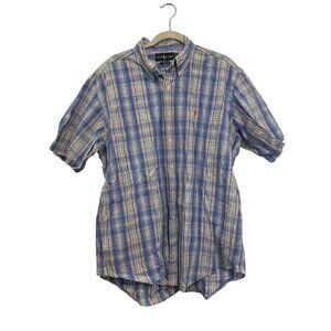 Ralph Lauren Classic Fit Mens XL Blue Multicolor Plaid Short Sleeve Button-Down